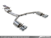 Audi C7.5 A6 3.0T Touring Edition Exhaust - Quad Outlet, Diamond Black Tips AWE Tuning